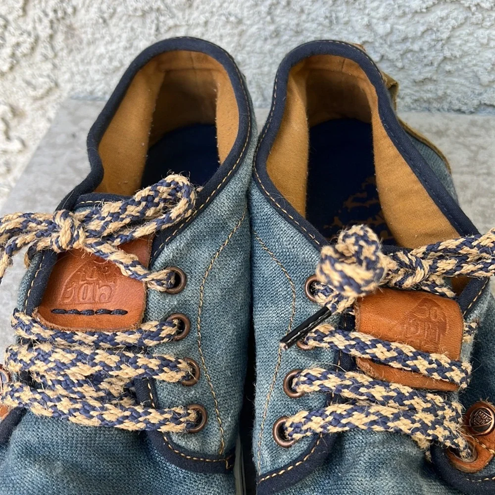 Men's Casual Blue Canvas Yasuragi Low-Top Sneakers (RARE)